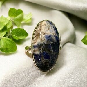 Blue Sodalite Gemstone Ring Size 10.5
